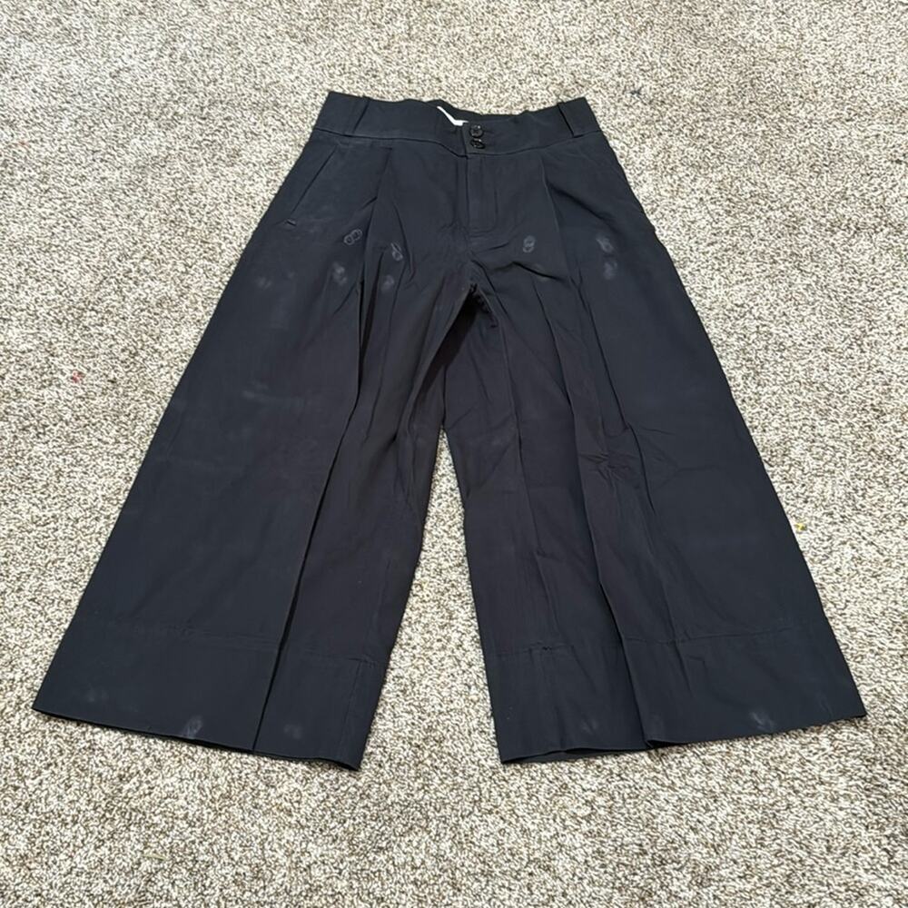ANTHROPOLOGIE Women's Cropped Wide-Leg Trousers Size 0 In Black - Picture 4 of 16